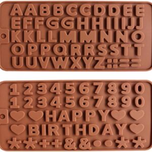 2534 – 2 Moules en silicone marron avec numéro de l&rsquo;alphabet neufs