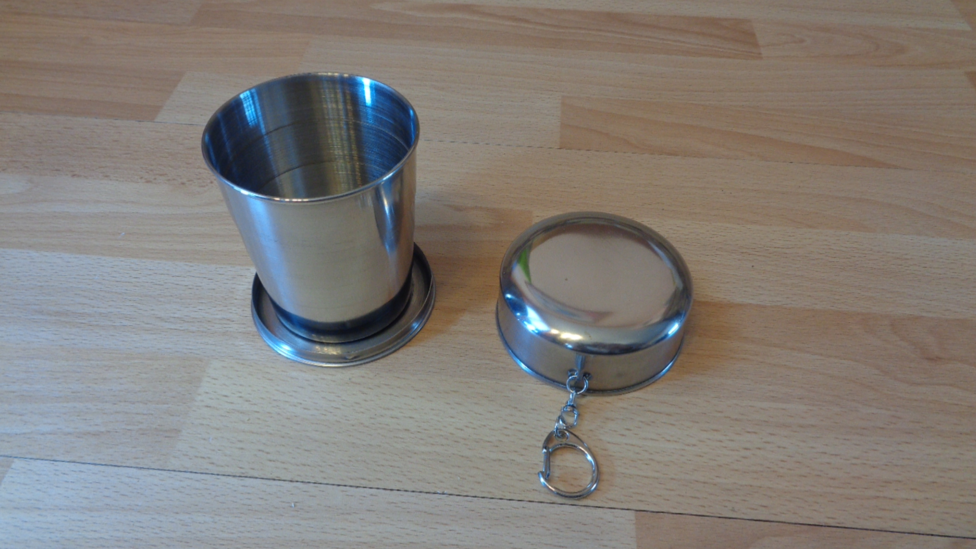 2542 – Gobelet pliable télescopique en acier inoxydable,porte-clés neuf – Image 11