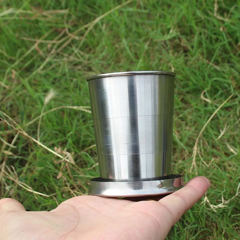 2542 – Gobelet pliable télescopique en acier inoxydable,porte-clés neuf – Image 4