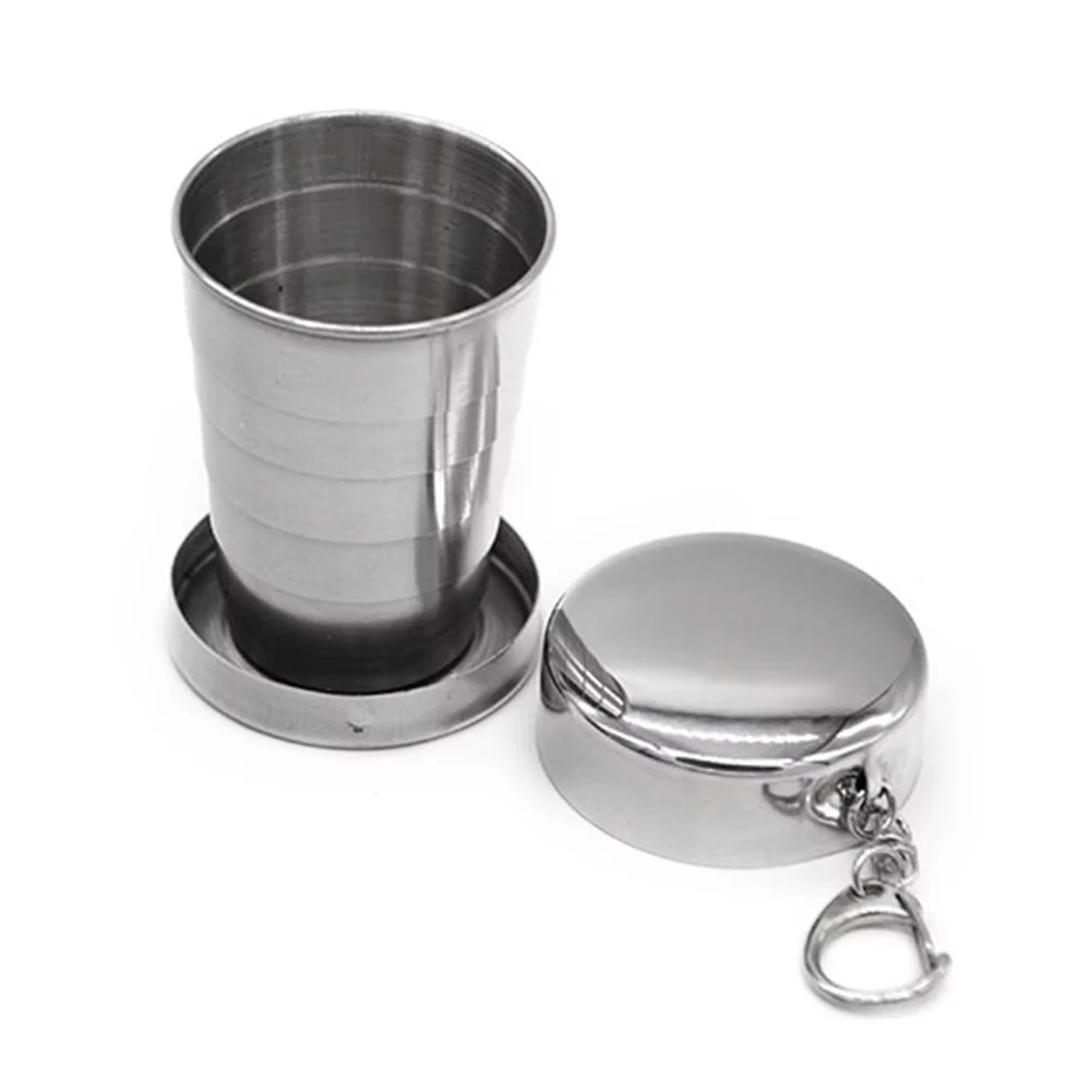2542 – Gobelet pliable télescopique en acier inoxydable,porte-clés neuf – Image 3