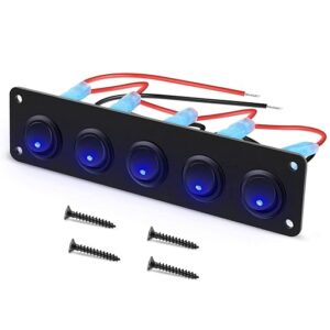2665 –5 interrupteurs ronds étanches à LED bleues neuf
