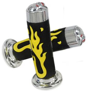 2741 – Poignées de Guidon Crâne Flamme Bicolore 22/24 mm neuve