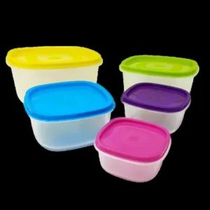 2771 – Lot de 5 Boîtes Alimentaires Hermétiques avec Couvercles neuves