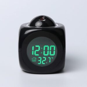 2967 – Horloge Numérique noir Minuterie Vocale Projecteur à Affichage LED neuve