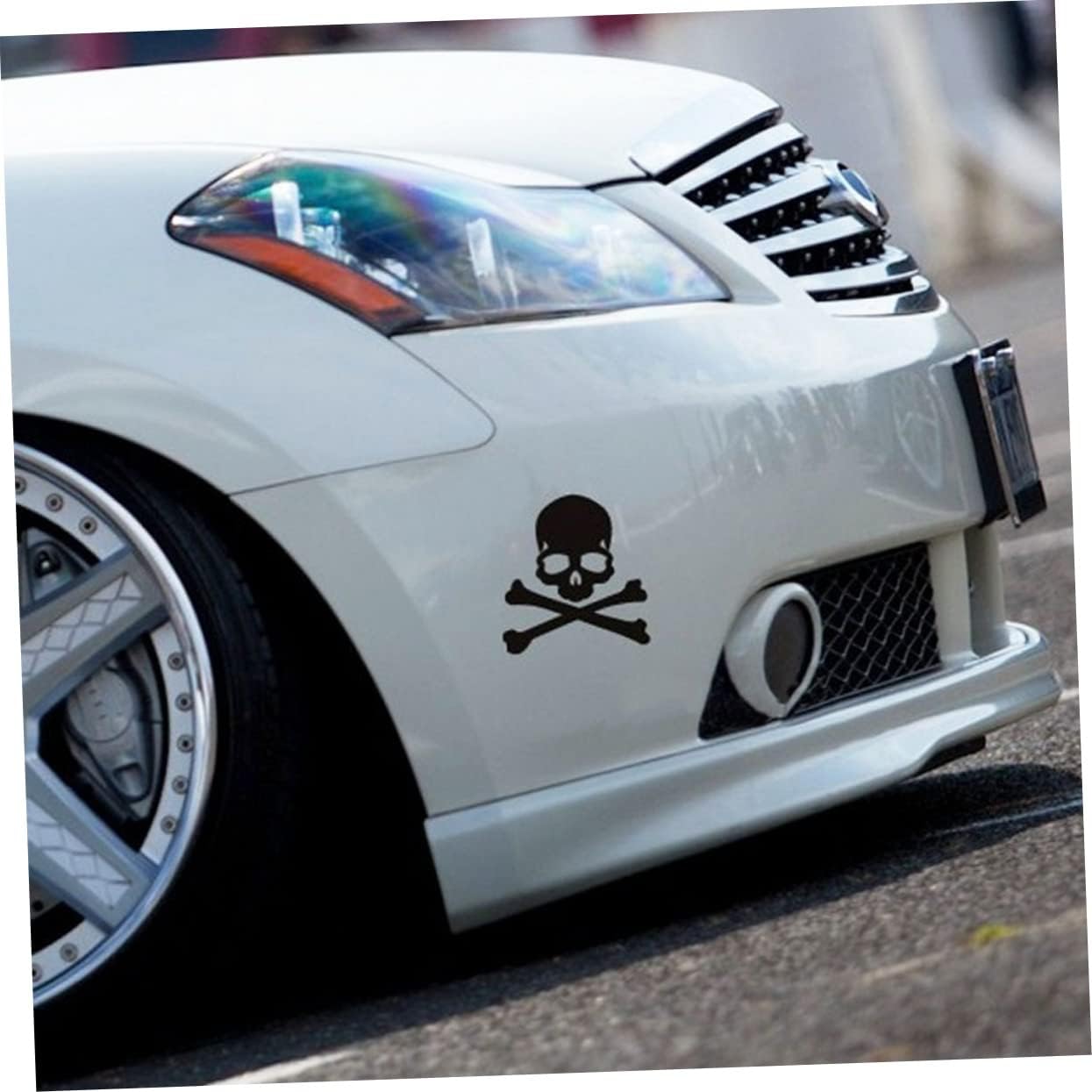 2852 – Logo Autocollant 3D en métal argenté en forme de tête de mort pour voiture neuf – Image 3