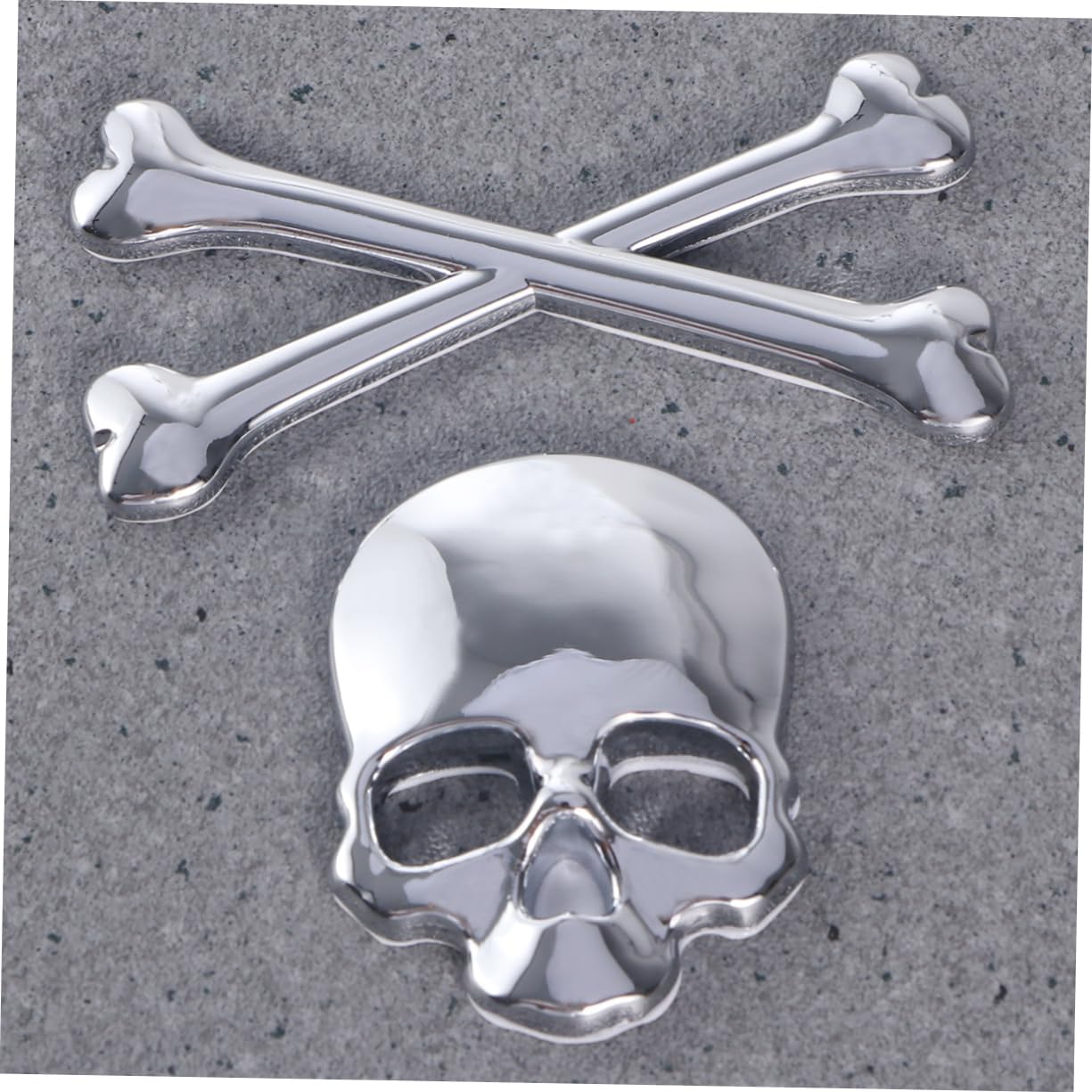2852 – Logo Autocollant 3D en métal argenté en forme de tête de mort pour voiture neuf – Image 7