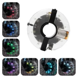 3043 – Lumière de roue LED rechargeable pour vélo 7 couleurs neuve