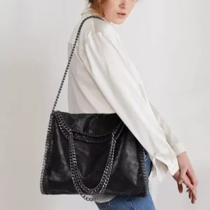 3076 – Sac à bandoulière noir en Cuir PU neuf