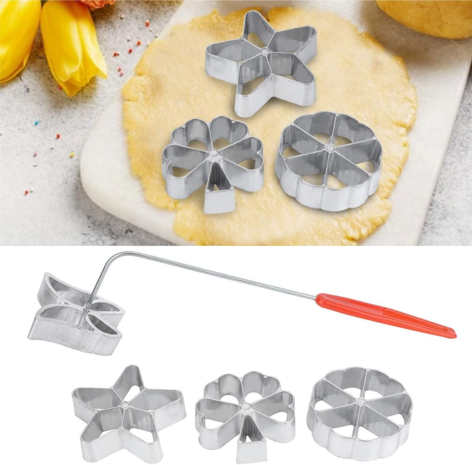 3110 – Kit de rosace en fer, moule à pâtisserie avec 4 formes de têtes interchangeables neufs – Image 6