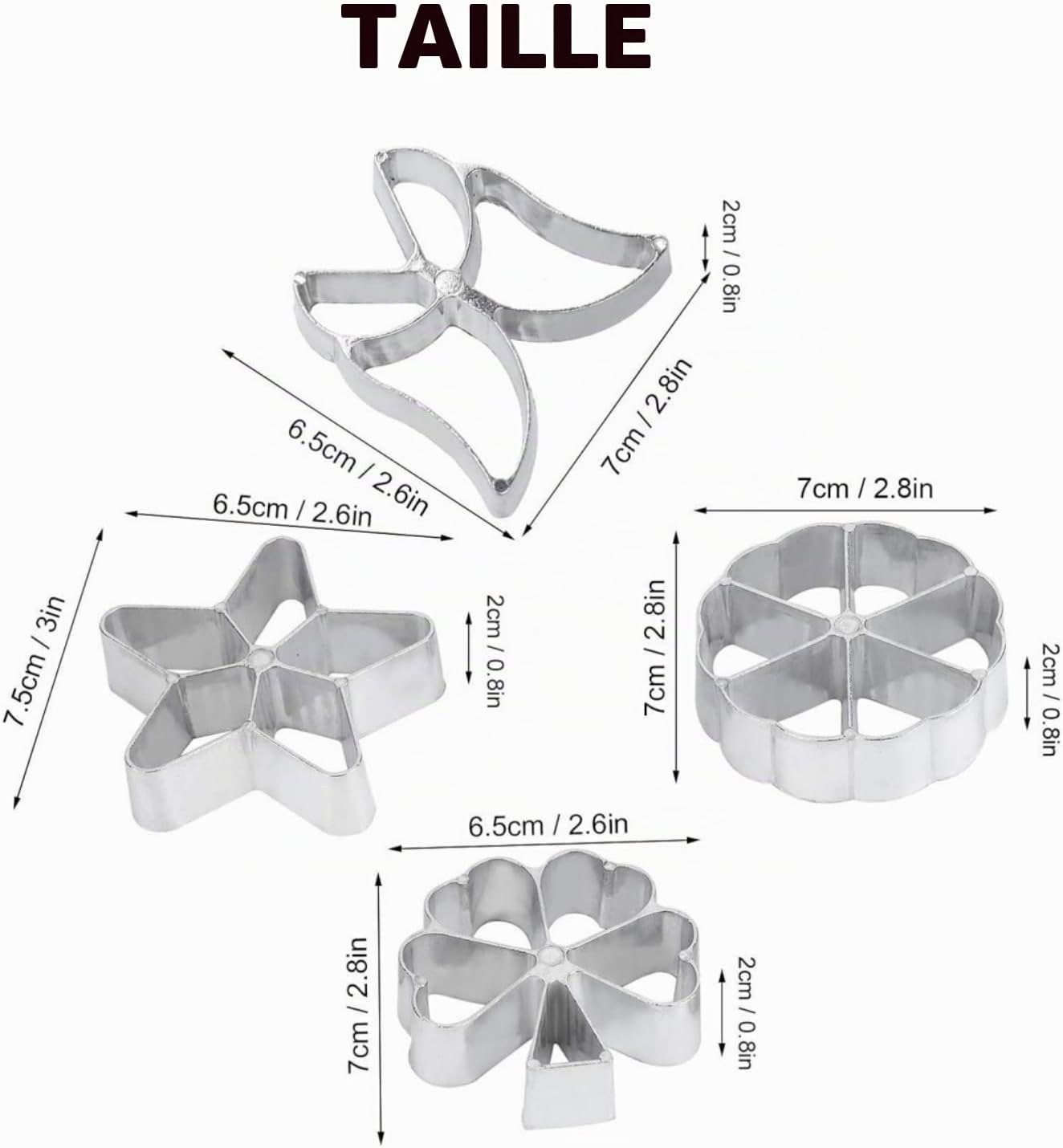 3110 – Kit de rosace en fer, moule à pâtisserie avec 4 formes de têtes interchangeables neufs – Image 5
