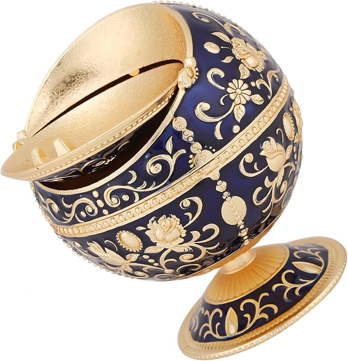 3153 – Cendrier Boule Rétro - Bleu Foncé neuf – Image 5