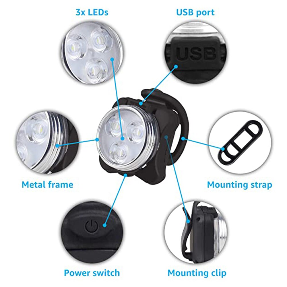 3228 – Lumiere led blanche de bicyclette à 3 Leds neuve – Image 6