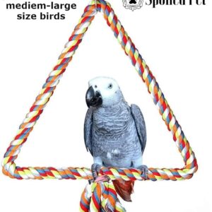 3204 – Grand perchoir triangulaire en corde à oiseaux neuf